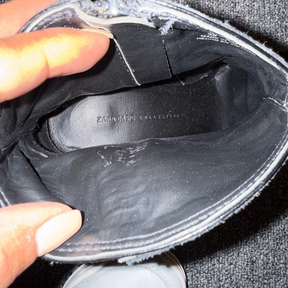 Zara Black Suede Cowboy Ankle Boots - Picture 6 of 9